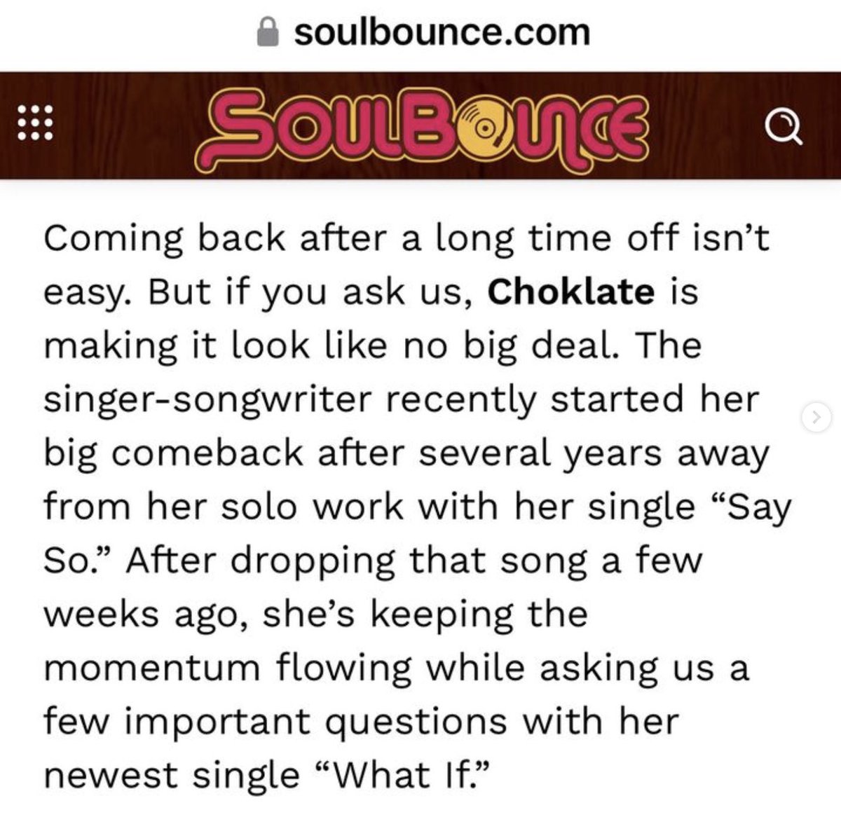 Choklate's tweet photo. @SoulBounce !!! 🙌🏾🫶🏾 Thank you for the love! 🎉🙋🏾‍♀️🕺🏾

https://t.co/sloMS5ljAs https://t.co/5SzpWKiBk9