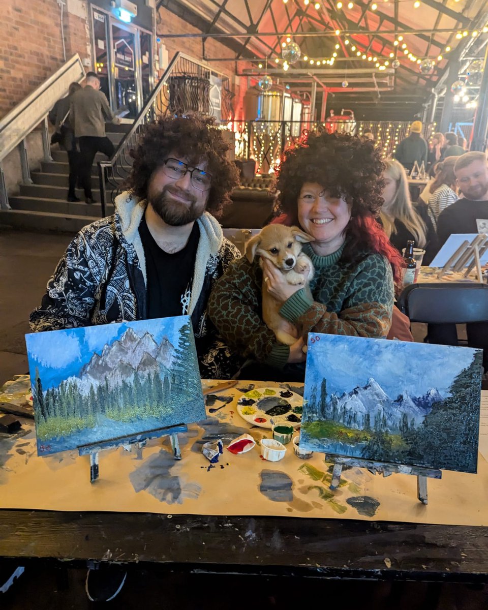 We had the cutest little visitor in the brewery for last month's Bob Ross night! Hopefully this little pup managed to make it home paint free 🎨🖌️

You'll find all December upcoming dates over on Eventbrite bit.ly/BobRoss-painta….