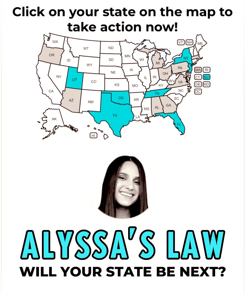 YOUR VOICE IS YOUR POWER! 📣

Visit our website and click on your state to learn how you can take action today!

🫶 Support #AlyssasLaw in your state: makeourschoolssafe.org/alyssas-law/