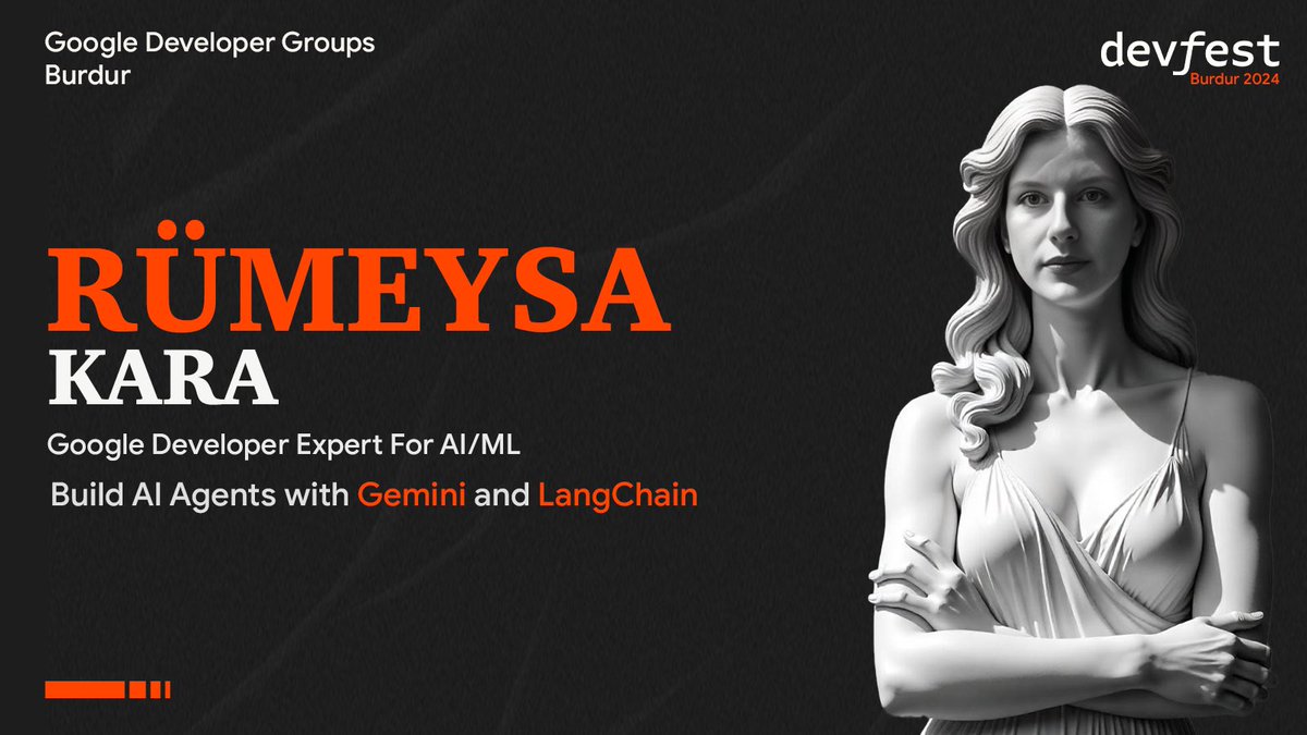 🎉 DevFest Burdur 2024’te sahne alıyor!
📢 Rümeysa Kara, AI/ML uzmanlığıyla “Build AI Agents with Gemini and LangChain” oturumu ile bizlerle!

📅 Tarih: 30 Kasım
📍 Yer: MAKÜ Konferans ve Sergi Salonu
🎟️ Detaylar ve kayıt: gdgburdur.com
#DevFest24 #LangChain #Gemini
