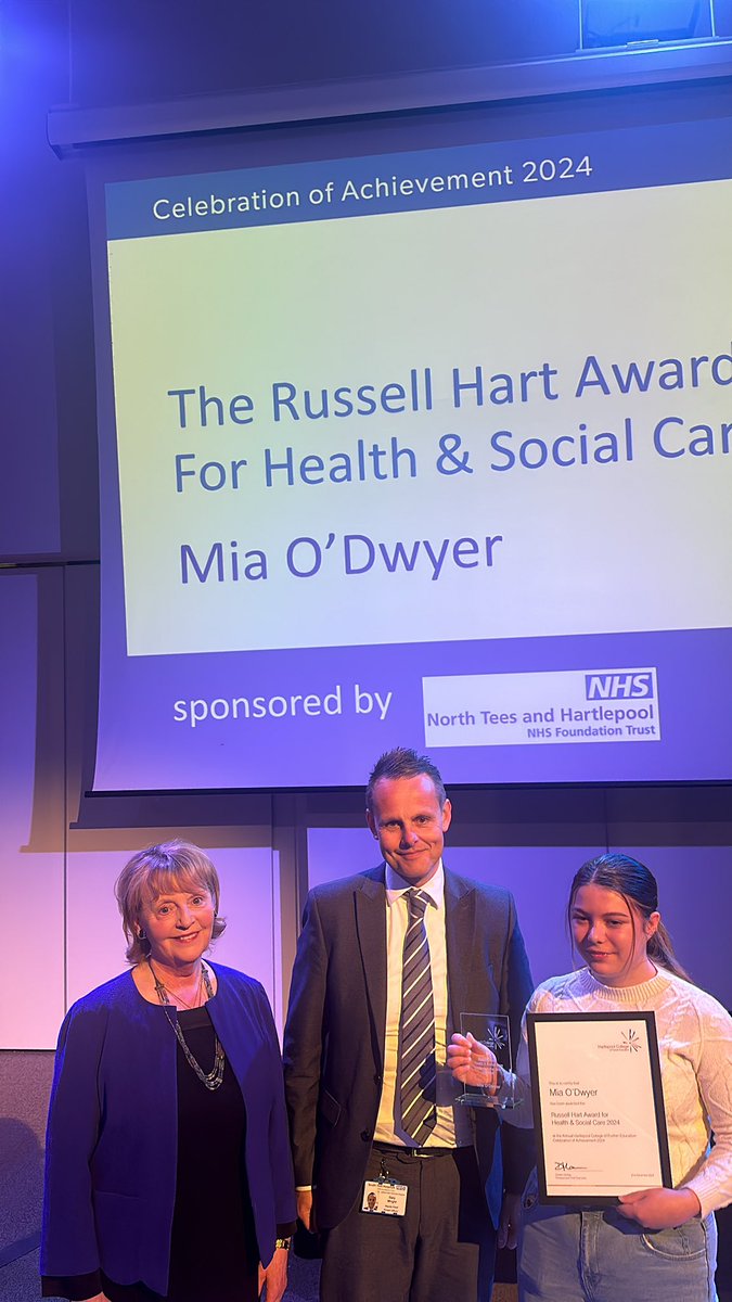 Hartlepool College (@hartlepoolfe) on Twitter photo The Russell Hart Award for Health & Care 2024 ~ Awarded to MIA O'DWYER ~ Congratulations! sponsored by <a href="/NTeesHpoolNHSFT/">North Tees and Hartlepool NHS Foundation Trust</a> #HCFECOA2024 #TransformingLives @Hcfehce #175yrs The Russell Hart Award for Health & Care 2024 ~ Awarded to MIA O'DWYER ~ Congratulations! sponsored by <a href="/NTeesHpoolNHSFT/">North Tees and Hartlepool NHS Foundation Trust</a> #HCFECOA2024 #TransformingLives @Hcfehce #175yrs