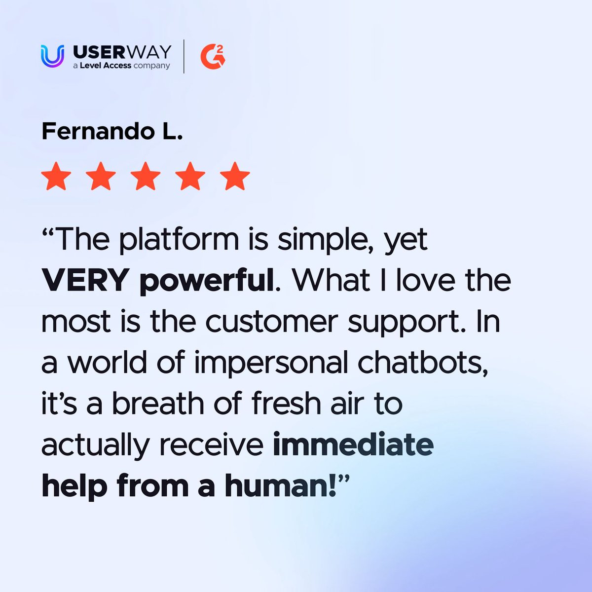 Ending the week on a high note with amazing user feedback! 🌟

👉 Is #DigitalAccessibility on your radar? Head to userway.org to take the first step today.

#A11y #UserWay #WebAccessibility