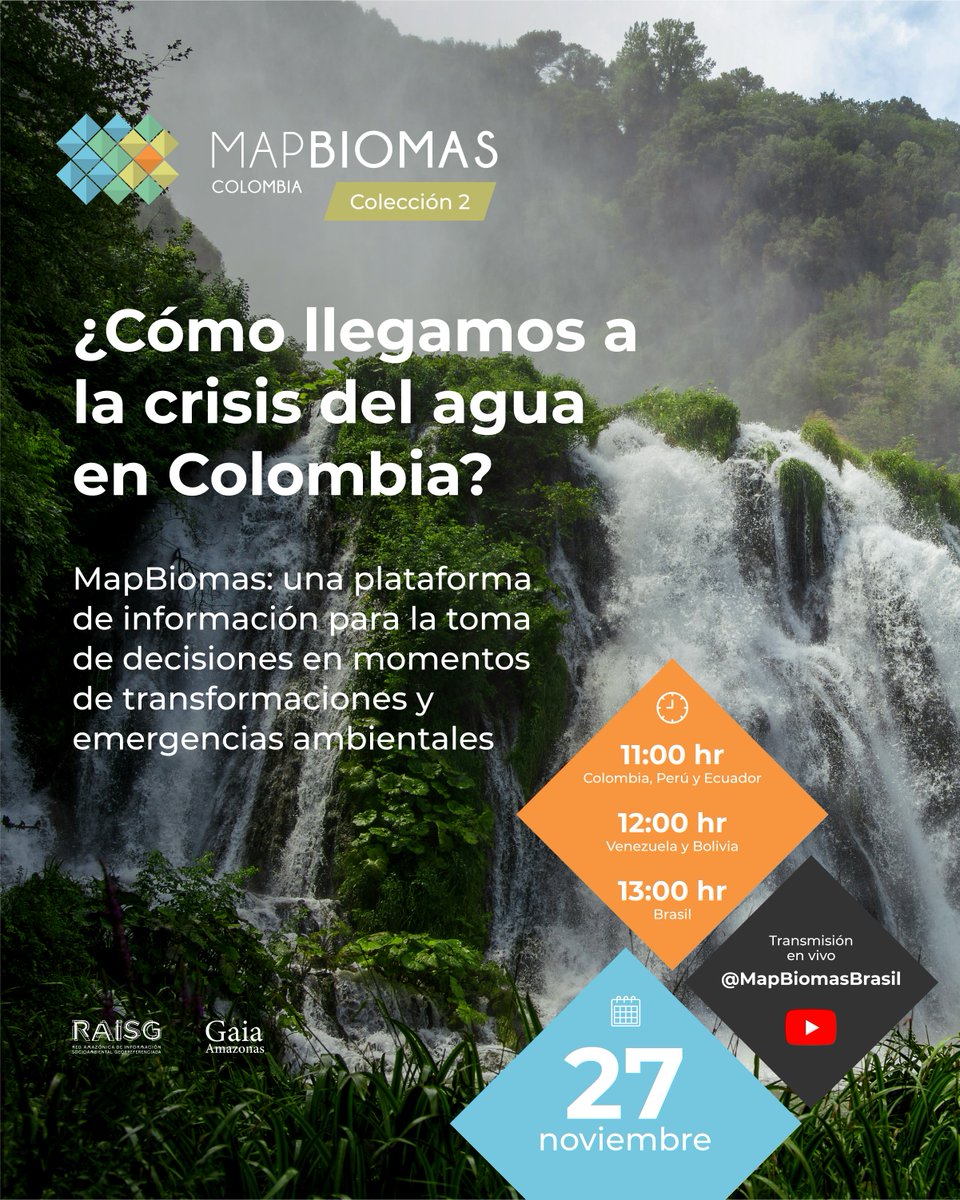🌍 ¡No te pierdas el lanzamiento virtual de la segunda colección de MapBiomas Colombia (1985- 2023)!

📅 Conoce cómo se han transformado 21 clases de coberturas, naturales y producidas o modificadas por el ser humano, en Colombia durante los últimos 39 años.

🔍 MapBiomas