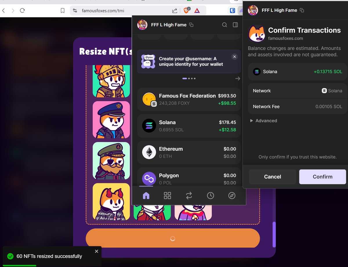 Using <a href="/FamousFoxFed/">Famous Fox Federation 🦊🟠</a> 's NFT resize tool nested under TMI was a blast. Nice to get some SOL back! 

Best of all- it's free for fox holders. Best tool builders on Solana.