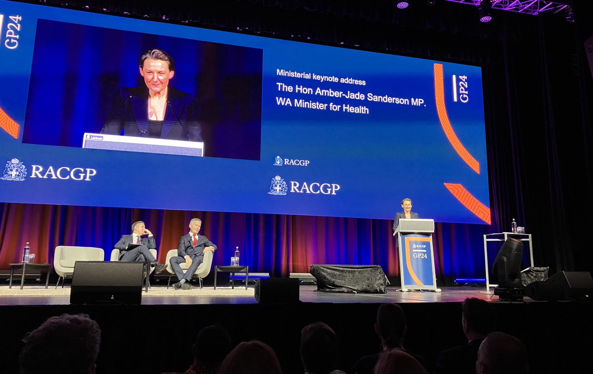RACGPPresident's tweet image. Honoured to have WA Health Minister Amber-Jade Sanderson speaking at #GP24 today