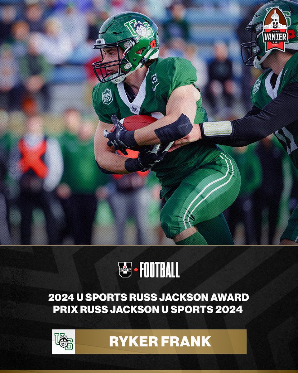 🏈🏆 Ryker Frank of the Saskatchewan Huskies wins the 2024 Russ Jackson Award for Student-Athlete Community Service!

🏈🏆 Ryker Frank des <a href="/HuskieAthletics/">Huskie Athletics</a> remporte le prix Russ Jackson 2024 pour le service communautaire étudiant-athlète !

<a href="/CanadaWest/">Canada West</a> 

#ChaseTheGlory |