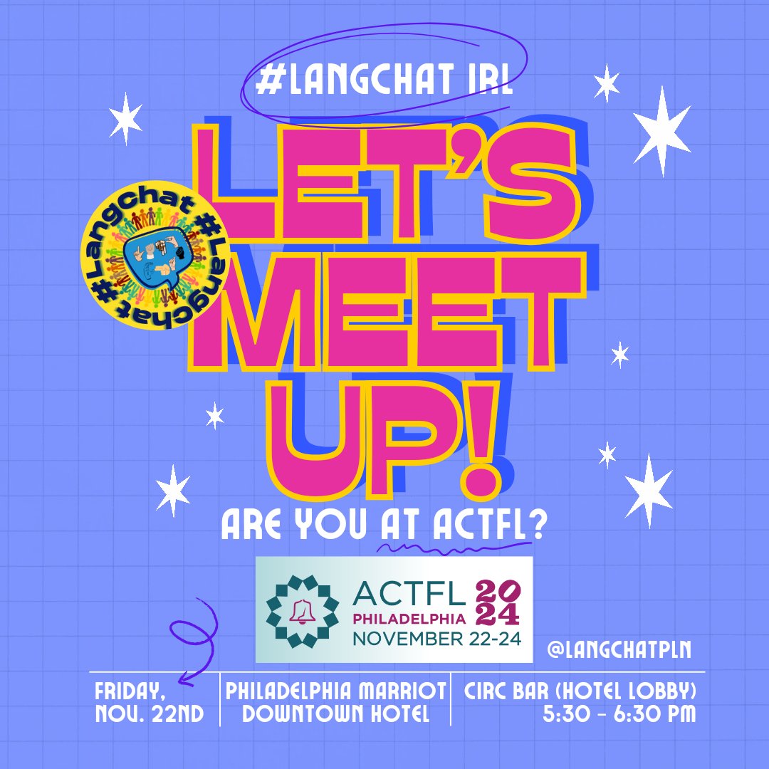 #LangChat RELAUNCH (@langchatpln) on Twitter photo 🎉Hello #LangChat crew!🎉
It's the third Thursday of the month, and we are here just checking the pulse. For those who are #NotAtACTFL and joining in, say hi. 👋🏾 
Where are you chatting from and what brings you to tonight's convo? 🎉Hello #LangChat crew!🎉
It's the third Thursday of the month, and we are here just checking the pulse. For those who are #NotAtACTFL and joining in, say hi. 👋🏾 
Where are you chatting from and what brings you to tonight's convo?