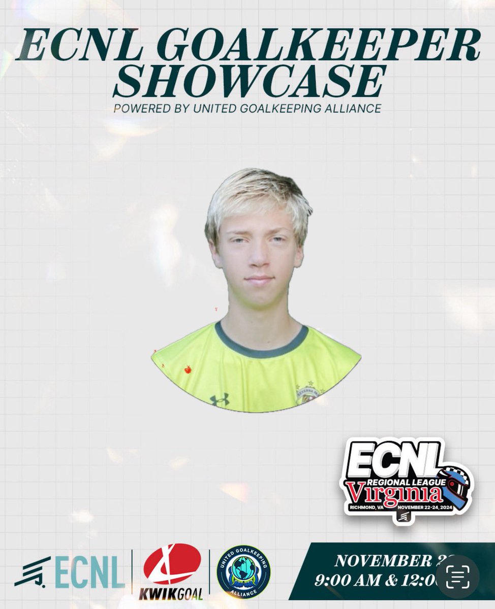 Looking forward to tomorrow morning’s ECNL Goalkeeper Showcase @ 9am powered by United Goalkeeper Alliance!

<a href="/ugkalliance/">@unitedgkalliance</a> 
<a href="/ImCollegeSoccer/">College Soccer Truth ™</a> <a href="/ImYouthSoccer/">ECNL/GA/Recruiting/College Soccer</a>
<a href="/TopDrawerSoccer/">TopDrawerSoccer</a> <a href="/BaltNGSoccer/">Baltimore's NextGen</a>
<a href="/DMVSoccerDotNet/">DMVSoccer</a> <a href="/NcsaSoccer/">NCSA Soccer</a>
<a href="/ccprospects23/">complete college prospects</a> <a href="/nlevelsports/">Next Level Sports</a>
<a href="/PrepSoccer/">Prep Soccer ⚽️</a> <a href="/SoccerRecruits/">SoccerRecruits</a>