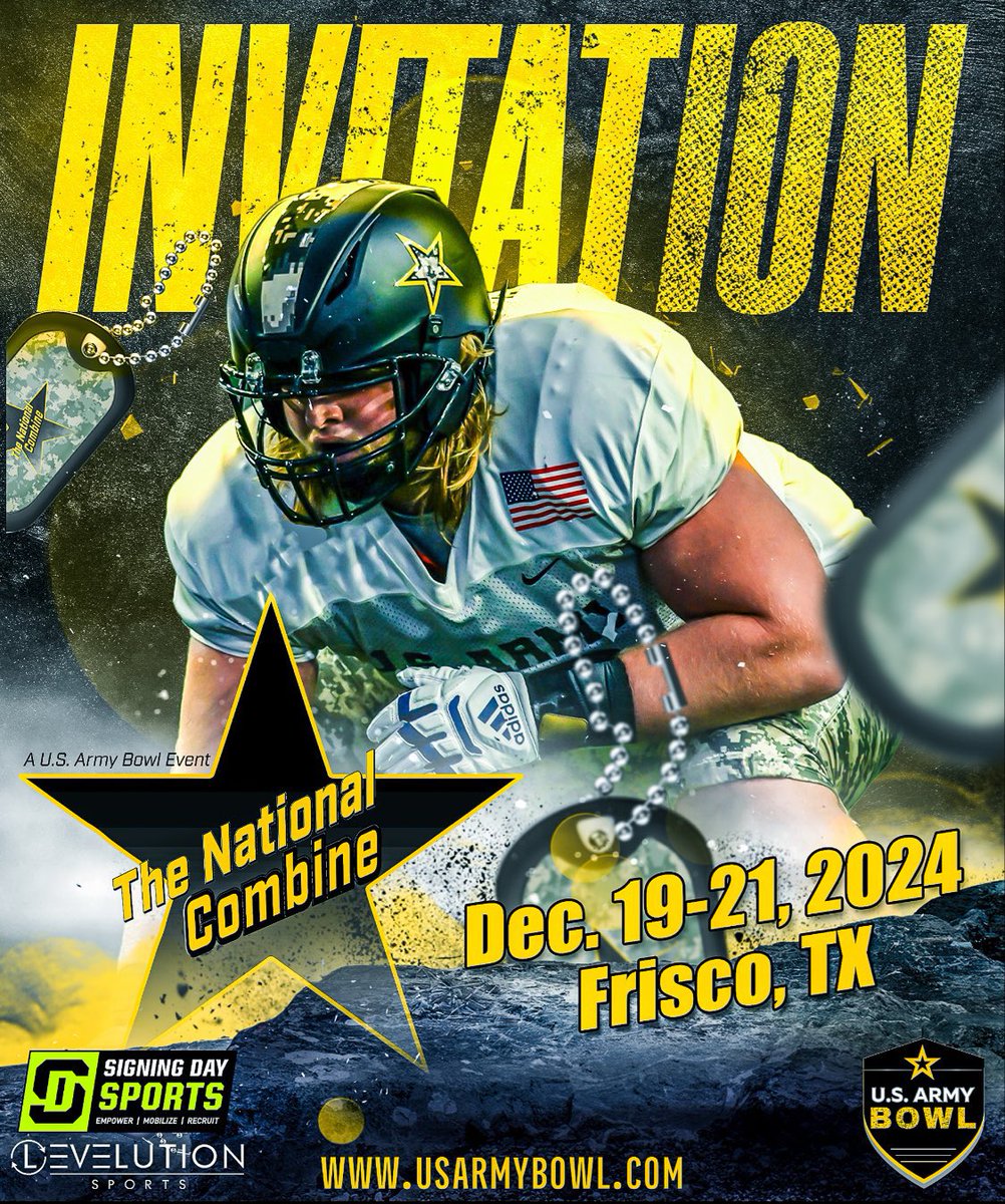 Thank you to <a href="/CoachMcCannERT/">Coach McCann</a> and <a href="/USArmyBowl/">Military Appreciation Bowl Week</a> for the invitation to the national combine.  I really appreciate it.