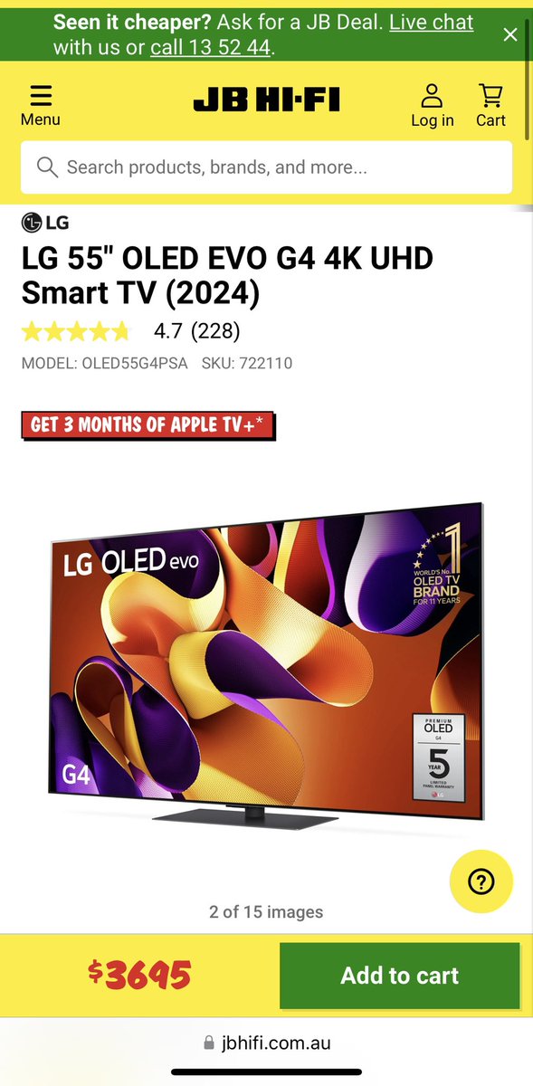 Stations_dsgnr's tweet photo. Is it just me or are a lot of companies artificially inflating the price of their products before the sales to claim the ‘huge’ discounts on offer. LG tv normally $3695 increased to $4195 a weeks or two ago. Why isn’t the discount being offered on the RRP of $3695? https://t.co/l6uxz176P8