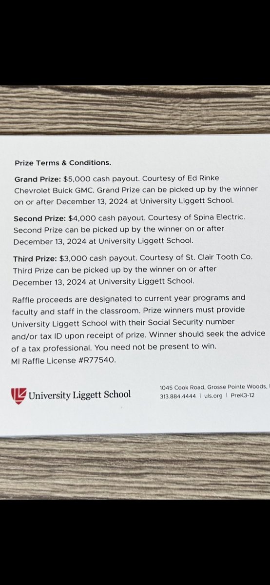 Ava is selling $20 raffle tickets to support University Liggett School! You could win up to $5,000, and she earns chances to win prizes too.

Venmo Ericca-Boucicaut, and I’ll handle the ticket for you, or we can meet for cash. Thanks for supporting Ava!