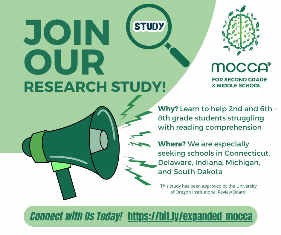 MOCCA (@mocca_readcomp) on Twitter photo MOCCA is a reading comprehension assessment that helps teachers understand why students may not be comprehending as well as they could. Our research seeks to expand MOCCA for students in second grade and middle school. More at bit.ly/expanded_mocca or email mocca@uoregon.edu. MOCCA is a reading comprehension assessment that helps teachers understand why students may not be comprehending as well as they could. Our research seeks to expand MOCCA for students in second grade and middle school. More at bit.ly/expanded_mocca or email mocca@uoregon.edu.