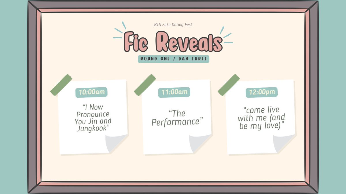 btsfakedating's tweet image. This is it, patrons!

Tomorrow is the last day of fic reveals for Round 1!

We'll see y'all at 10:00am EST for the next three fics to add to your to-be-read! 💙
