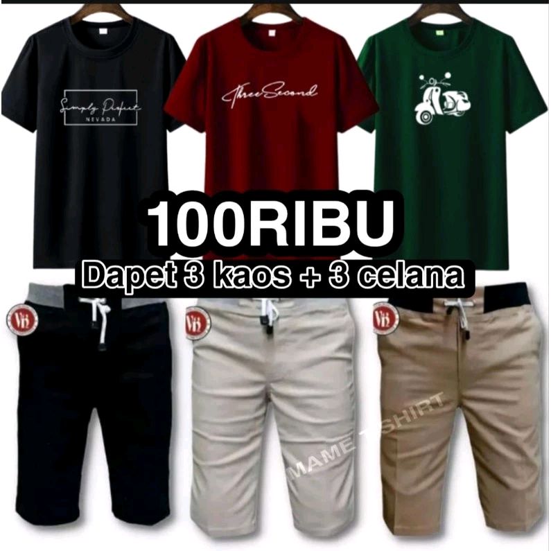 deskhairil's tweet photo. Cek PROMO!!! 100 RB DAPET 3 KAOS + 3 CELANA CHINOS PENDEK dengan harga Rp90.000. Dapatkan di Shopee sekarang! https://t.co/sdQtmYYK9w https://t.co/4bbdu1hlAZ