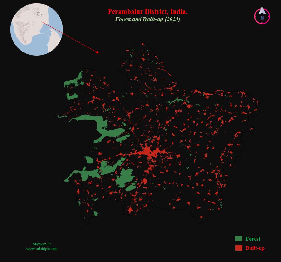Day 22 of the #30DayMapChallenge: 2 Colours

𝗠𝗮𝗽: 𝗣𝗲𝗿𝗮𝗺𝗯𝗮𝗹𝘂𝗿 𝗗𝗶𝘀𝘁𝗿𝗶𝗰𝘁 𝗙𝗼𝗿𝗲𝘀𝘁 𝗮𝗻𝗱 𝗨𝗿𝗯𝗮𝗻 𝗔𝗿𝗲𝗮𝘀

This map of Perambalur District uses a simple but effective two-colour scheme.

data: ESRI LULC 2023
