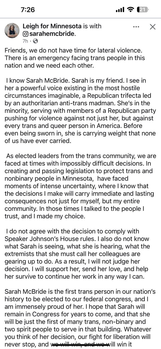 conservativemn's tweet image. Can anyone explain what lateral violence is?   Our own Rep Leigh Finke is advocating for it.   No wonder women don’t want balls in our stalls.  #tcnt