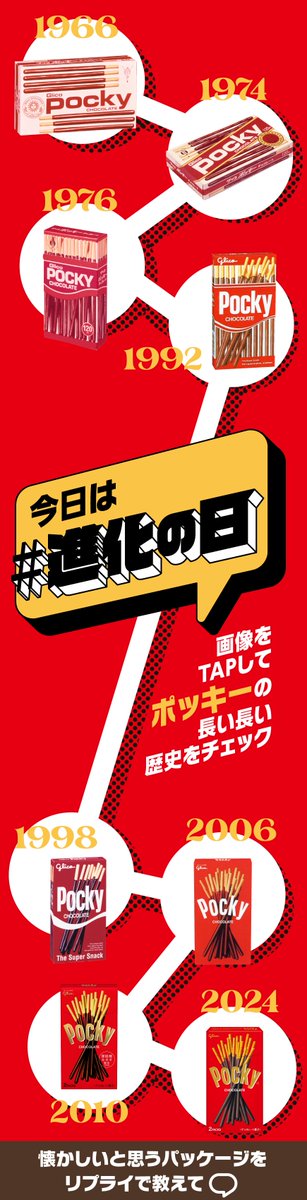 画像をタップして、ポッキーの長い長い歴史をチェック✓ 今日は #進化