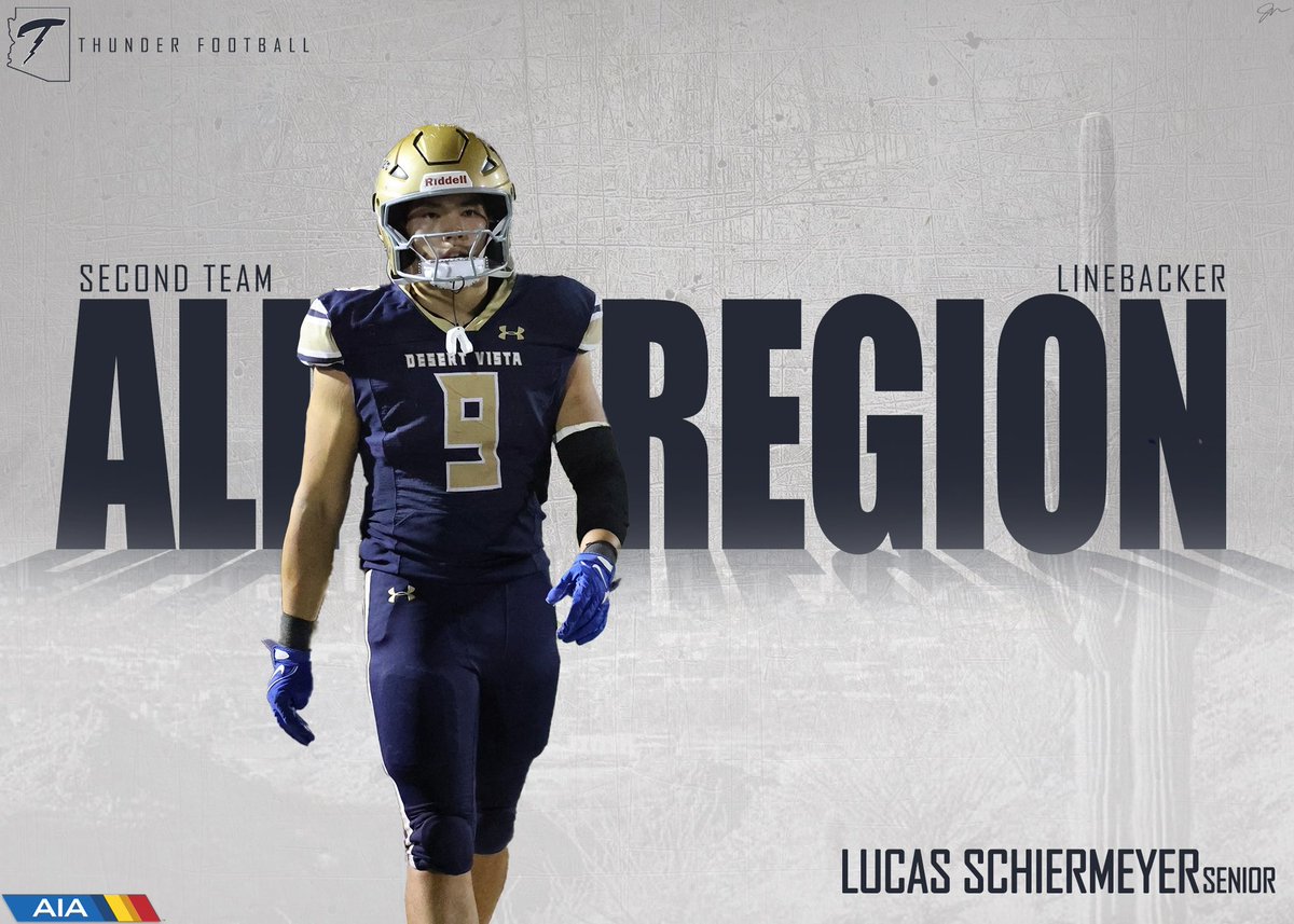 Lucas Schiermeyer (@l_schiermeyer) on Twitter photo Greatfull to be named second team All Region for 6A central‼️
<a href="/DVThunderFB/">Desert Vista Football</a> <a href="/Coach_Mac70/">Jake McSpadden</a>
@Coach_Anthony36 <a href="/theDVway/">Desert Vista Athletics</a> <a href="/1MAN_EyELaND/">Axel Ofori Jr.</a> <a href="/ZachAlvira/">Zach Alvira</a> <a href="/CodyTCameron/">Cody Cameron</a> Greatfull to be named second team All Region for 6A central‼️
<a href="/DVThunderFB/">Desert Vista Football</a> <a href="/Coach_Mac70/">Jake McSpadden</a>
@Coach_Anthony36 <a href="/theDVway/">Desert Vista Athletics</a> <a href="/1MAN_EyELaND/">Axel Ofori Jr.</a> <a href="/ZachAlvira/">Zach Alvira</a> <a href="/CodyTCameron/">Cody Cameron</a>