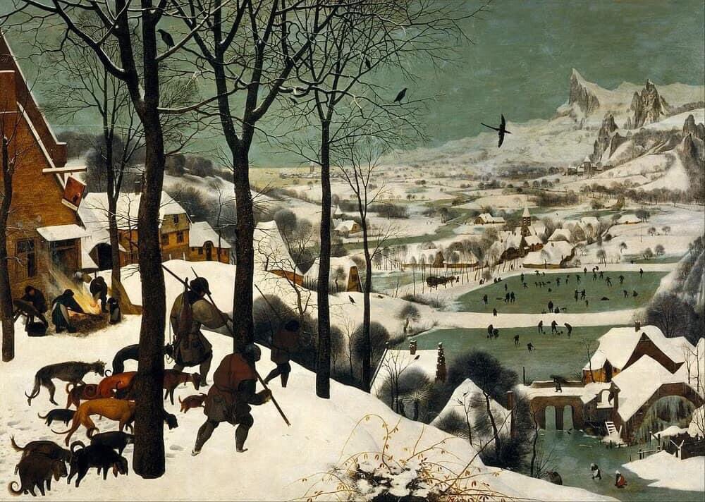 This is my all time favourite painting since starting to study the history of art in 1971.
“The Hunters in the Snow” by Pieter Bruegel, 1565.