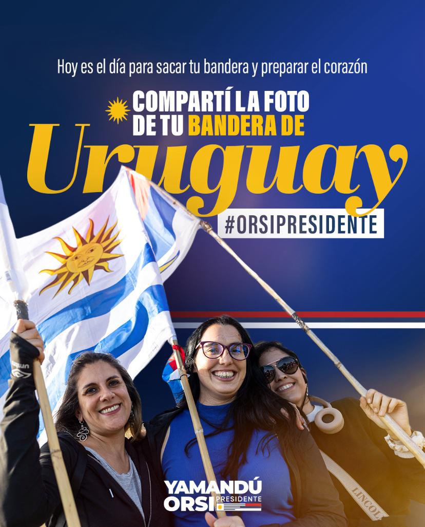 🇺🇾 LLENAMOS LAS REDES DE BANDERAS 

Compartí tus fotos de banderas del FA y de Uruguay en 
👉 WhatsApp, Historias de Ig y Tweets
📲 Hacelo con el #OrsiPresidente

Compartí tus fotos en actos, en eventos o con tu familia y esperemos el domingo llenos de alegría y esperanza