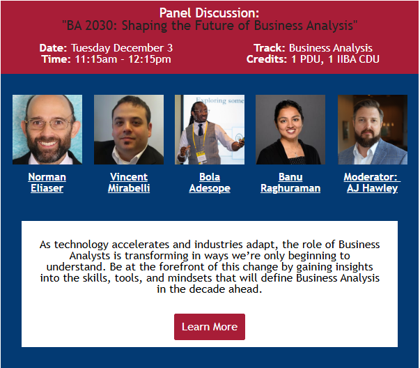 Looking forward to being on a panel at #BAWorldChicago2024 
Register now for BA World Chicago, using our IIBA Chicagoland discount code IIBA20!
lnkd.in/g7Cwxsky
#BestPractices #BlackFriday #IIBAChicagoland