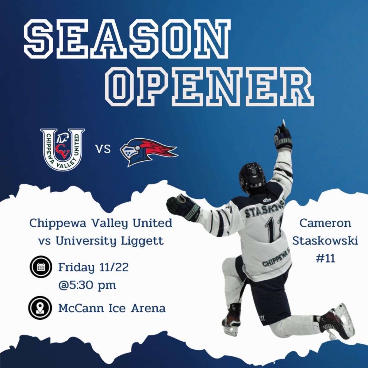 DAKOTA STUDENT SECTION (@dhscougars) on Twitter photo HOCKEY SEASONNNN🏒
<a href="/CVUnitedHockey/">Chippewa Valley United Hockey</a> Will take on University Liggett on Friday November 22nd at McCann Ice Arena‼️‼️
SHOW UP AND SHOW OUT🐾🐾 HOCKEY SEASONNNN🏒
<a href="/CVUnitedHockey/">Chippewa Valley United Hockey</a> Will take on University Liggett on Friday November 22nd at McCann Ice Arena‼️‼️
SHOW UP AND SHOW OUT🐾🐾
