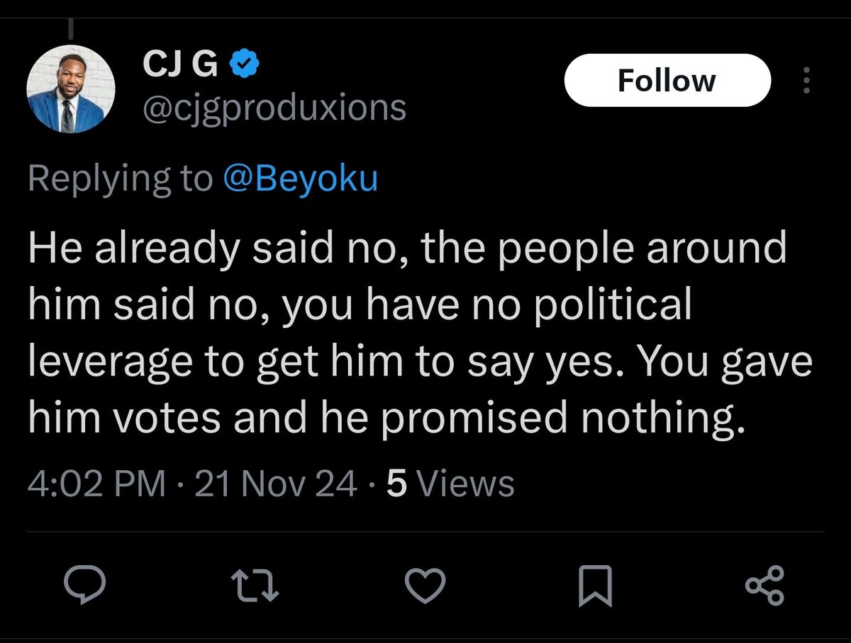 Beyoku's tweet photo. @cjgproduxions Trump said "NO". I guess that's the signal to disband all political movements and go home.
#WorkAvoidance
#FromTheMouthOfBabes
#FightFlightResppnse https://t.co/TdFFscFZ6T