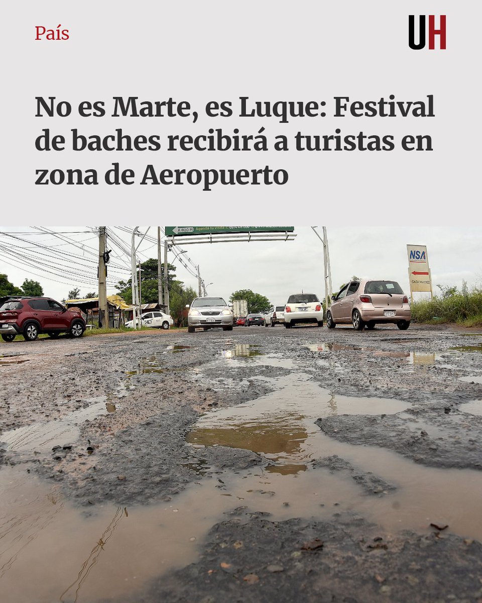 UltimaHoracom's tweet photo. La gran final de la Copa Sudamericana será en La Nueva Olla y a solo metros del Aeropuerto Silvio Pettirossi, en la ruta departamental D025, hay un sinfín de baches de todos los tamaños con agua servida y veredas destruidas, lo cual deja una pésima imagen ante los 60.000 visitantes que se prevé ingresen al país en estos días para el evento.

🔴 Nota: https://t.co/OreIPWPvzK