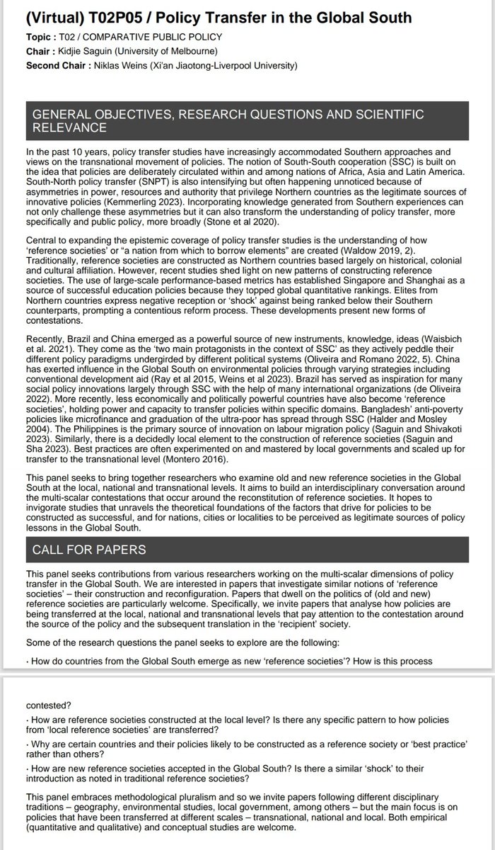 kidjiesaguin's tweet image. If you are working on policy transfer and related concepts in the Global South, please consider sending your papers to the panel @niklasweins and I are organizing at #ICPP7 in Chiang Mai