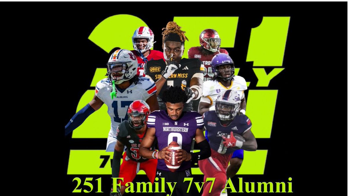 🚨🚨Tryouts have been posted for the 2025 Season! 🚨🚨

10u and 12u Tryouts 
Dec 1, 2024
form.jotform.com/243174722432149

18u, 15u and 14u Tryouts 
Dec. 8, 2024
form.jotform.com/243036468440152

Questions about our program? Contact 251family7v7@gmail.com with any questions.