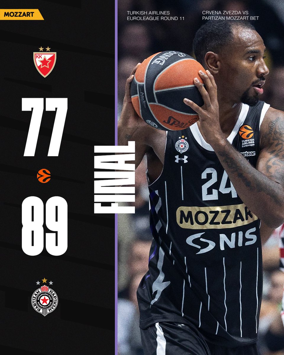 PartizanBC's tweet photo. Belgrade is b&amp;w.

#KKPartizan #EuroLeague https://t.co/WUKEbwxPVo