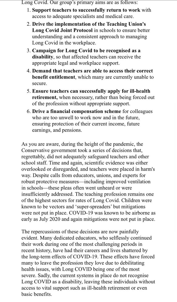 LCEducatorsUK's tweet photo. We sent this letter to the DoE in Sept. Heard back today from someone in the dept palming it off to DWP without even a response. Seems @bphillipsonMP was on our side at the height of the pandemic, but not anymore. 
#LongCovid #LCE4J https://t.co/WOeheOXnNZ