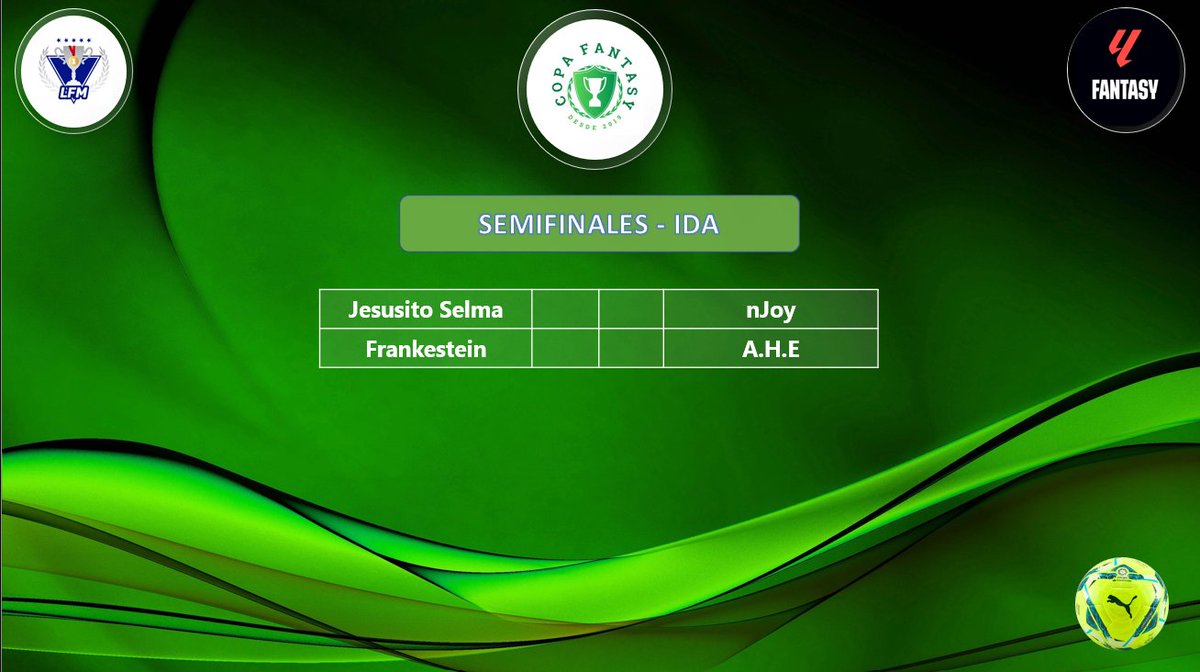 LFM_Fernando_SC's tweet photo. Hoy comienza los partidos de ida de las Semifinales de la #LLF_Copa_Fantasy 🏆en la Jornada1⃣4⃣

@JesusSelma2 vs @Joyce93njoy 
@FrankCamposP  vs @Alejandrohuete_ https://t.co/hE8DV7TNzS