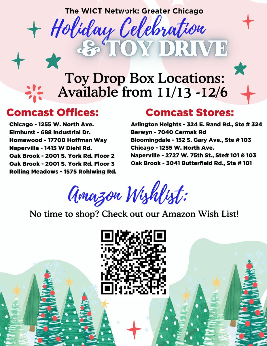 wictchicago's tweet photo. Come join us for this year's WICT Holiday Celebration &amp; Toy Drive event, in partnership with Toys for Tots DuPage County. $15 for members and $25 for non-members.

Register for the event today: https://t.co/HeSU4170O2

Not a member? Join us: https://t.co/CWmSNuvq2C https://t.co/8S58x9sQNI