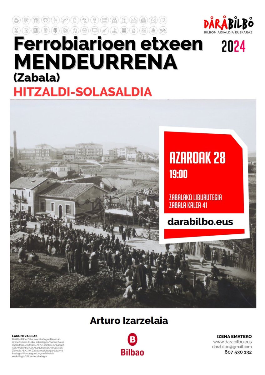#darabilbo azaroak 21, Zabalako ferrobiarioen etxeen mendeurrenean, solasaldia <a href="/ArturoIzarzela/">arturo izarzelaia</a> -rekin. Ez galdu! Eman izena: labur.eus/YMK2Y #praktikatuetabizi #euskarazuzara #bilbo