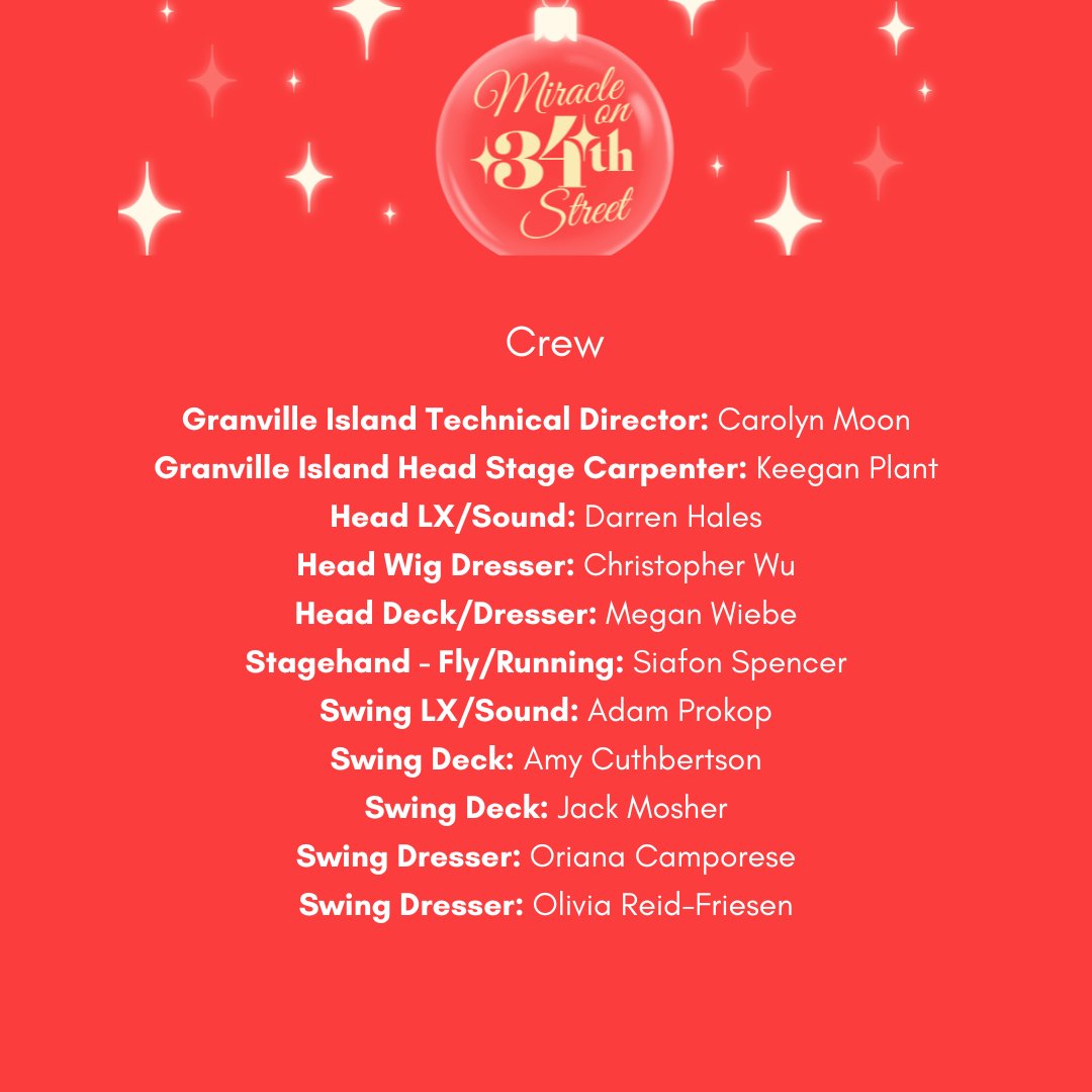 Tonight is the first performance of #ACTCMiracleOn34! Meet the wonderful team behind this magical show!

Playing until December 29 at the Granville Island Stage.

🔗: artsclub.com/shows/2024-202…