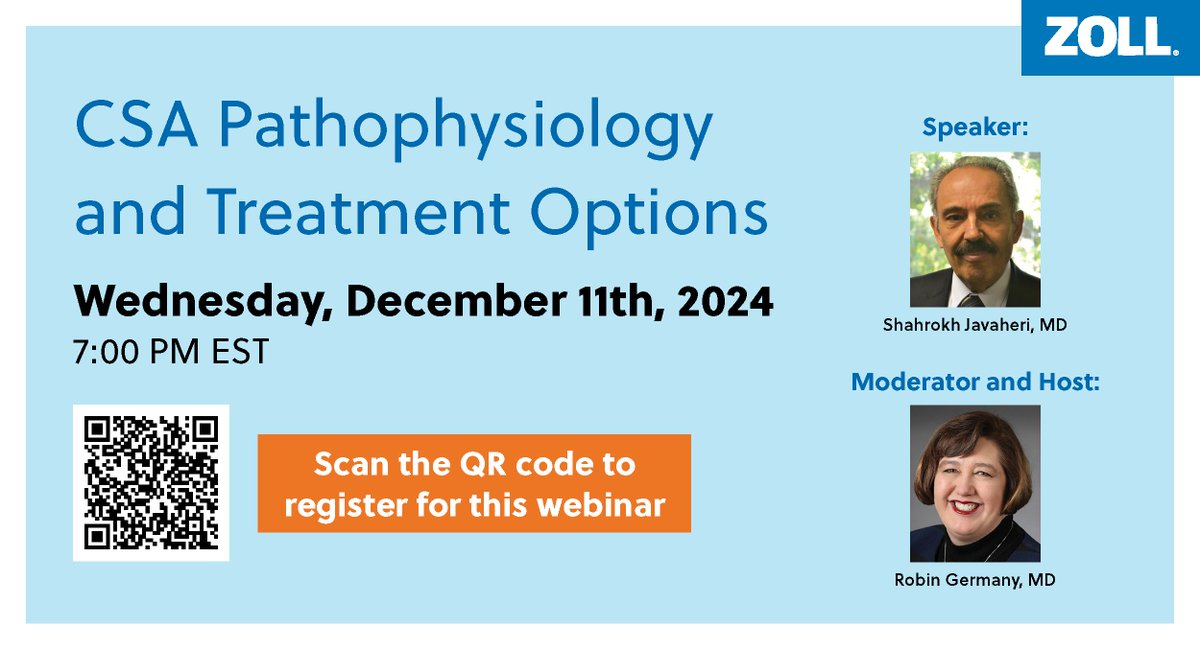 Save the Date: CSA Pathophysiology and Treatment Options Webinar
Join Shahrokh Javaheri, MD and host Robin Germany, MD, for an in-depth discussion on Central Sleep Apnea (CSA).
December 11, 2024 Time: 7:00 PM EST
Registration now: us02web.zoom.us/webinar/regist…
We hope to see you there!