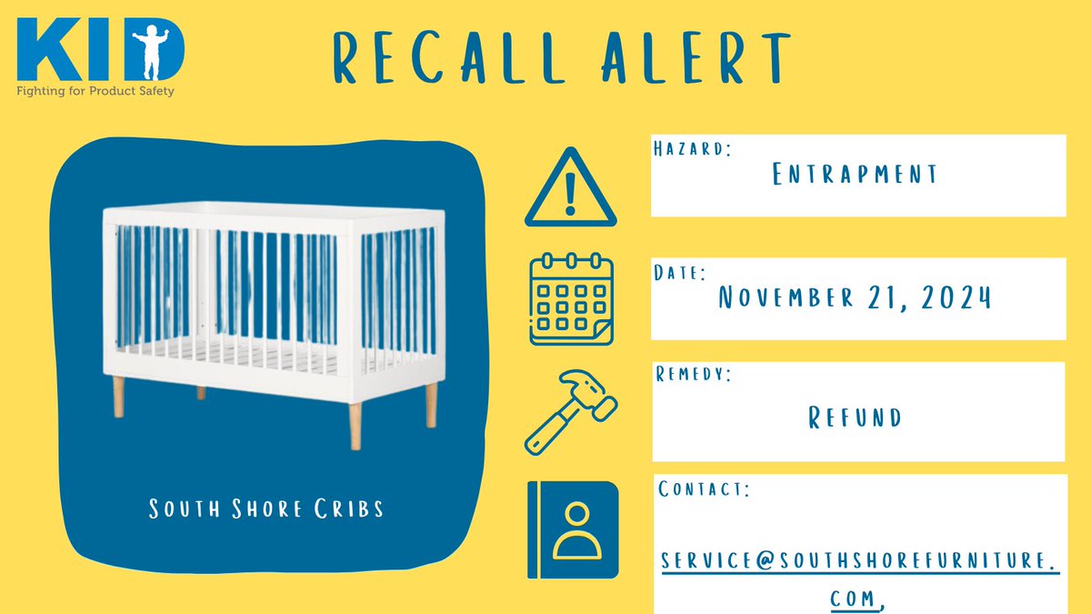 RECALL ALERT: South Shore Cribs Recalled Due to Entrapment Hazard; Violation of Federal Regulation for Full Sized Cribs; Imported by South Shore Industries. Learn more at cpsc.gov/Recalls/2025/S…