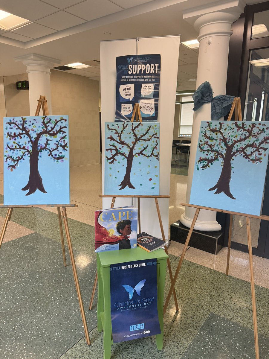 Today our students honored loved ones for Children’s Grief Awareness Day. The fingerprints on the trees represent a memory of someone who is missed. Our lion learners have hearts of gold! Thank you to our counselors for making this possible! #SFISLionPride