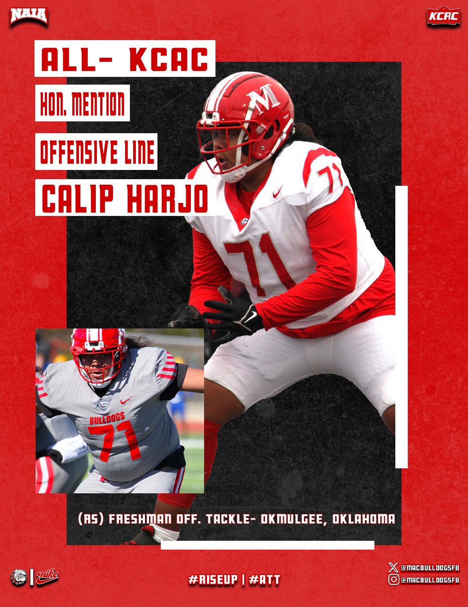 MACBulldogsFB's tweet photo. Our big guys up front checking in with the All- KCAC Kessinger Division honors! 

@MAC_Bulldogs 

#RiseUp | #ATT https://t.co/ZJ8WlVQFmI
