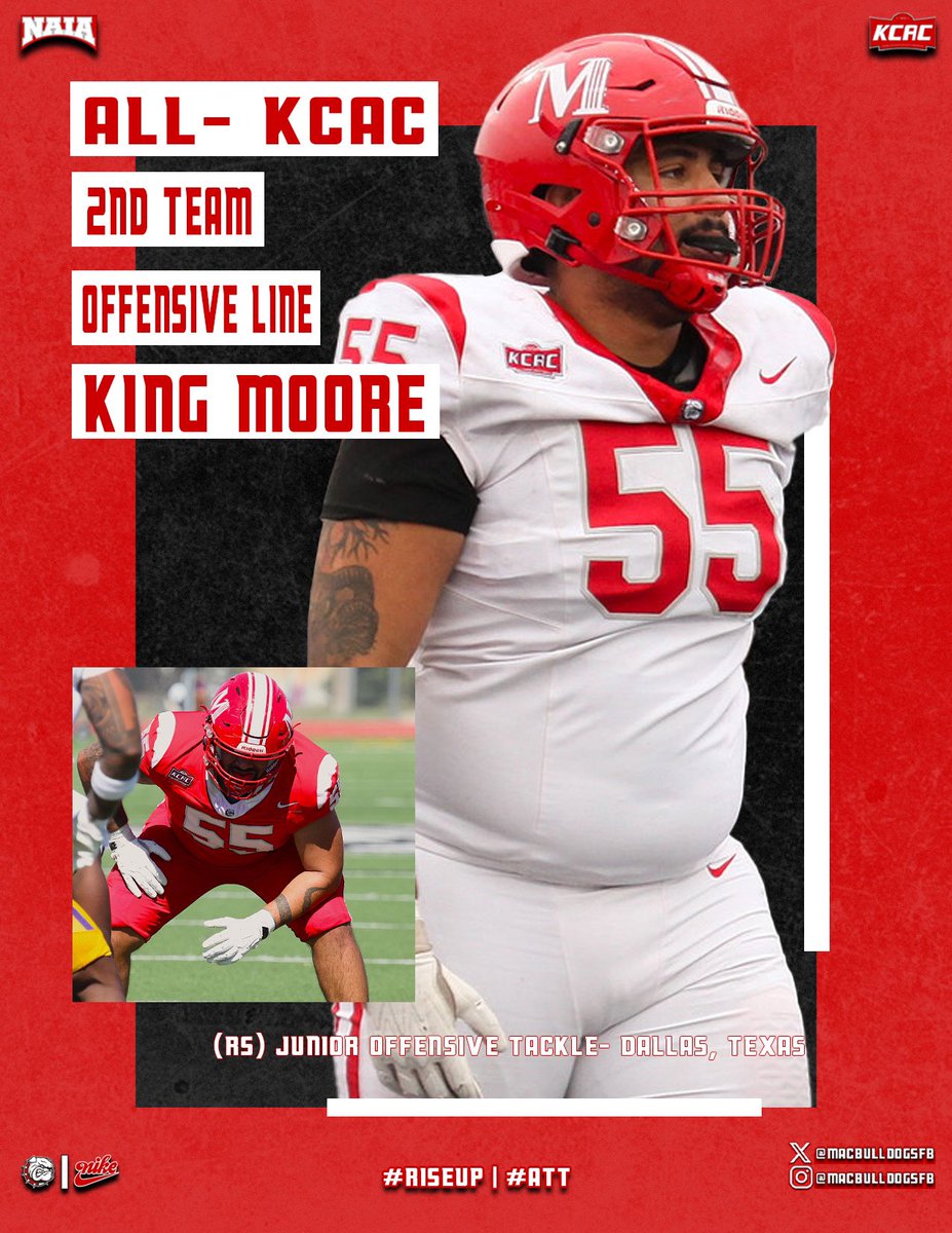 MACBulldogsFB's tweet photo. Our big guys up front checking in with the All- KCAC Kessinger Division honors! 

@MAC_Bulldogs 

#RiseUp | #ATT https://t.co/ZJ8WlVQFmI