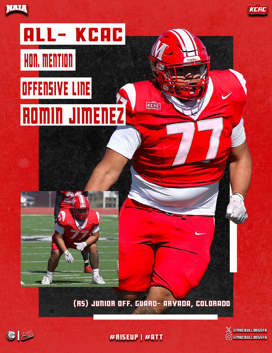 MACBulldogsFB's tweet photo. Our big guys up front checking in with the All- KCAC Kessinger Division honors! 

@MAC_Bulldogs 

#RiseUp | #ATT https://t.co/ZJ8WlVQFmI