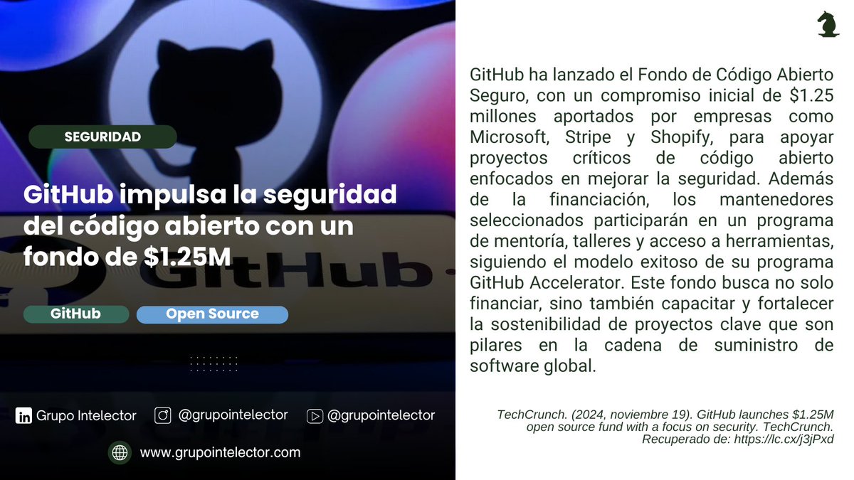 GIntelector's tweet image. GitHub apuesta por la seguridad del código abierto con un fondo de $1.25M 💰🔒. Proyectos críticos recibirán apoyo financiero, mentoría y herramientas para un software más seguro. 🌐🚀

Nota completa: lc.cx/j3jPxd

 #OpenSource #CyberSecurity #Intelector