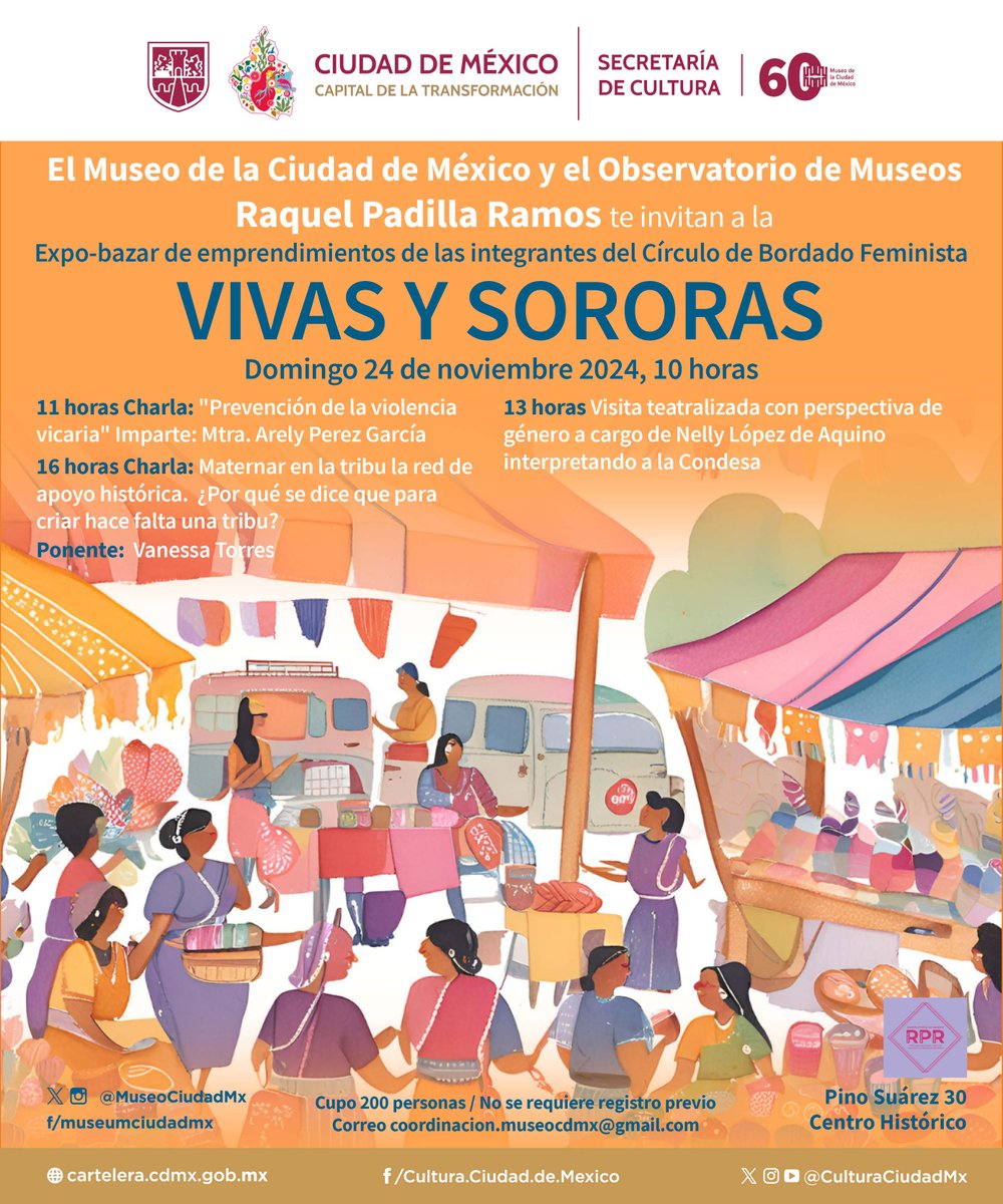 MuseoCiudadMX's tweet photo. #ExpoBazar | ¡Ven a celebrar la fuerza, la creatividad y la sororidad! Descubre los increíbles emprendimientos de las integrantes del Círculo de Bordado Feminista.
🗓️ 24 de noviembre, 10 H
🎟️𝐄𝐧𝐭𝐫𝐚𝐝𝐚 𝐥𝐢𝐛𝐫𝐞 𝐬𝐢𝐧𝐫𝐞𝐠𝐢𝐬𝐭𝐫𝐨
Info: museocdmx.coordinacion@gmail.com https://t.co/tfcXd2FqGi