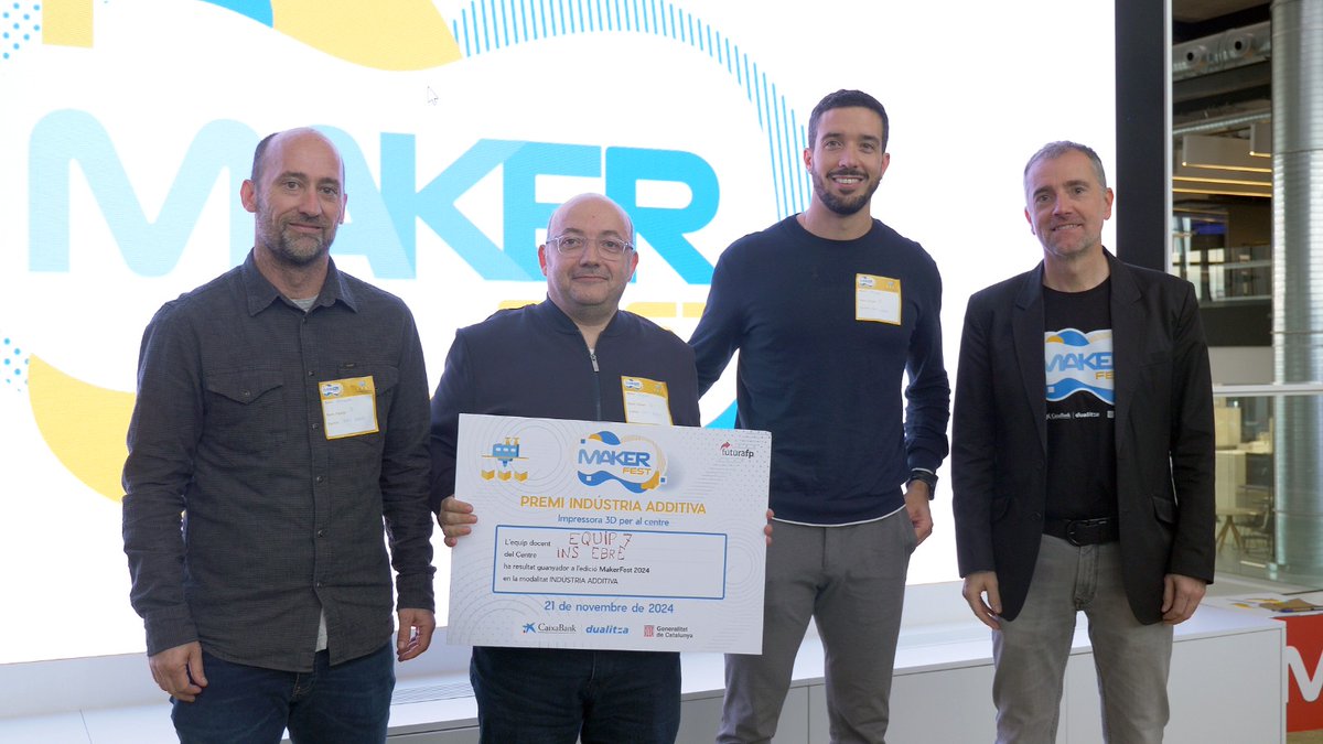 marbellver76's tweet photo. Enhorabona a l'equip docent de l'Institut Ebre de Tortosa guanyador del repte d'indústria additiva proposat per Carlos Villegas de @Leitat  al Makerfet, la Hackató de Professorat de Catalunya. Gracies Santiago Cervera per tot. #Somfp #innovacioeducativa #orgullfp
@CABK_Dualiza https://t.co/NTWkQw9GtO