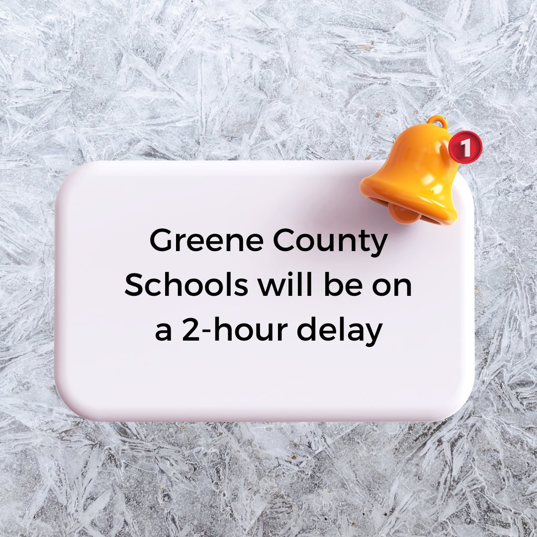 Greene County Schools will be on a 2-hour delay tomorrow, November 22nd. ESP and Central Office will be open on a regular schedule.