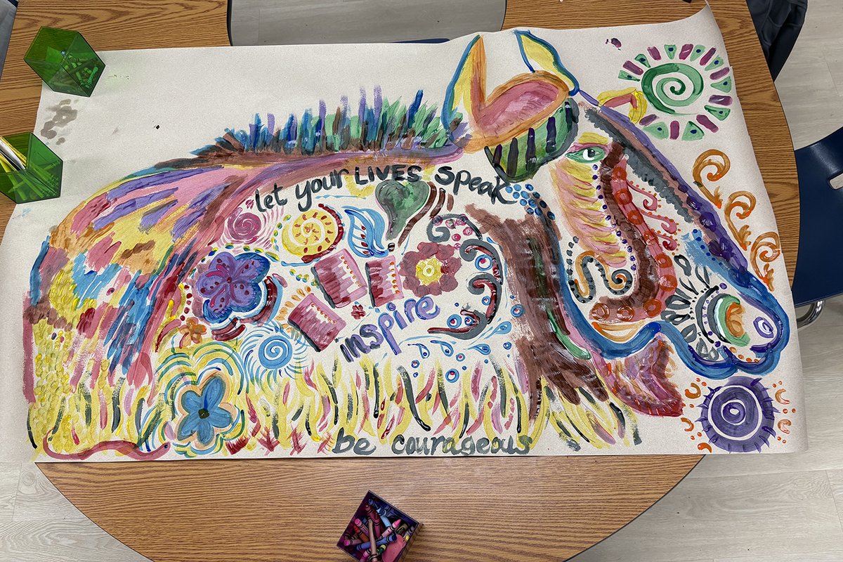 SSFS Lower School faculty &amp; staff are crafting 'beests! The Lower School Social Committee hosted an after school "Craft &amp; Sip" get-together for faculty/staff. While enjoying delicious snacks &amp; cider, they collaborated to create this beautiful wildebeest painting.