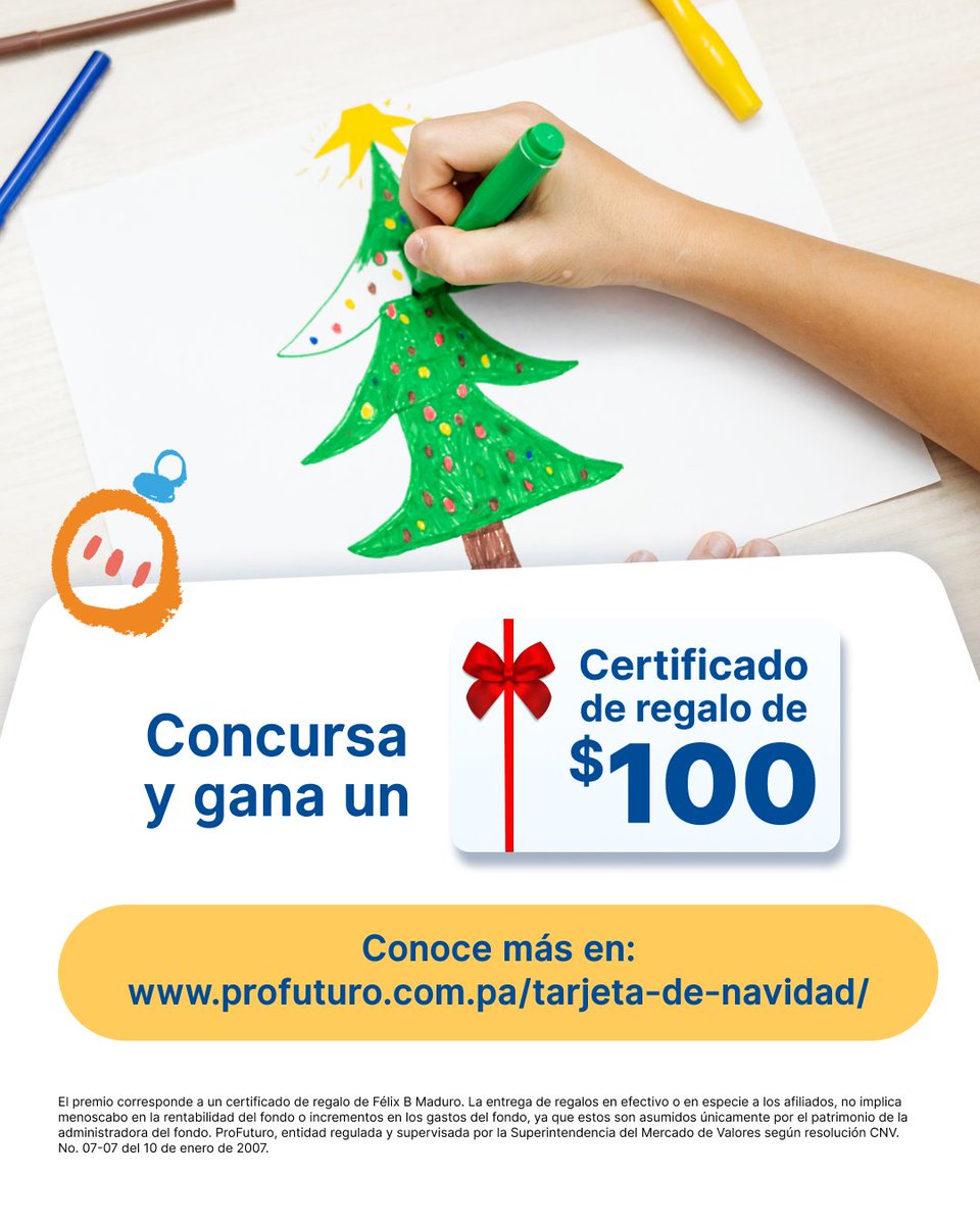 👦 ¡Su dibujo puede ser una gran tarjeta de Navidad! 🎄
⏰ Tienen hasta el 13 de diciembre para participar 🤩

✅ Para participar solo debes ser cliente de ProFuturo y enviar el dibujo de tu pequeño a 👉 ow.ly/gnJ050UcgTC