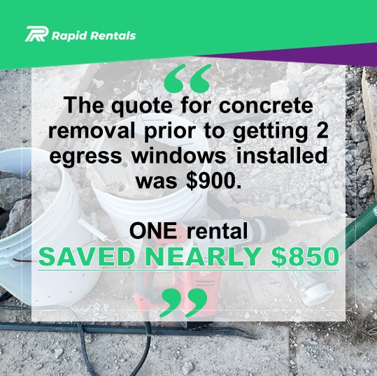 One of our partners was able to save some big $$ on an already expensive project by renting an SDS hammer from a neighbor through Rapid Rentals.