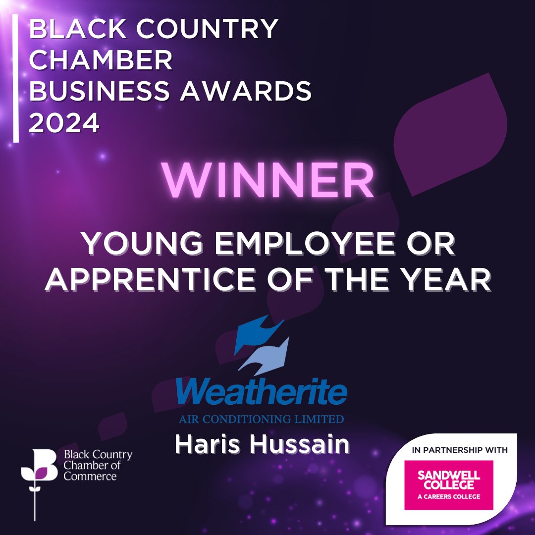 ✨ Winner ✨  

Congratulations Haris Hussain from <a href="/WeatheriteAC/">Weatherite Group</a>, winner for our Young Employee or Apprentice award in partnership with @SandwellCollege.

Well deserved, you are a great ambassador for continued development in industry.
 
#BusinessIsDoneBetterTogether #BCCCAwards